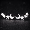Simple Moon Star Stud Earrings for Women Birthday Gift Jewelry(Gold)