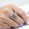 925 Sterling Silver Sparkling Rings Girls Crystal Engagement Jewelry, Ring Size:6(Red)
