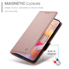 For Samsung Galaxy A36 Side Buckle Magnetic Frosted Leather Phone Case(Rose Gold)