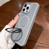 For iPhone 11 Hollow Cooling Magsafe Phone Case with Holder(Green)
