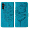 For Samsung Galaxy A24 4G Embossed Butterfly Leather Phone Case(Blue)