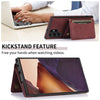 For Samsung Galaxy S22 Ultra Three-fold Leather Phone Case with Card Slot & Wallet & Holder(Wine Red)