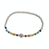 925 Silver Plated Rainbow Smile Beaded Bracelet Ladies Jewelry, Color: Bear Heart