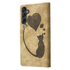 For Samsung Galaxy A26 5G Pen Heart Cat Embossed Leather Phone Case(Apricot)