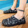 Spring And Summer Men EVA Casual Breathable Sandals Letter Beach Shoes Slippers, Size: 43(Black)
