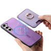 For Samsung Galaxy S23+ 5G Retro Cross Leather Ring Vertical Insert Card Bag MagSafe Phone Case(Purple)