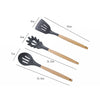 kn082 11 in 1 Wooden Handle Silicone Kitchen Tool Set with Storage Bucket(Green)