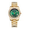 CAGARNY 6886 Diamond-encrusted Roman Numeral Dial Quartz Watch for Men(Gold Shell Green Dial)