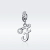S925 Sterling Silver 26 English Letter Pendant DIY Bracelet Necklace Accessories, Style:F