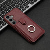 For Samsung Galaxy S25+ 5G Litchi Texture Drawing Card Bag Ring Holder Phone Case(Wine Red)