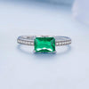 BSR461-7 S925 Sterling Silver White Gold Plated Light Luxury Green Diamond Ring Hand Decoration