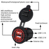 Universal Car Dual USB Charger Power Outlet Adapter 4.2A 5V IP66 with Aperture + 60cm Cable(Red Light)