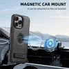 For iPhone 13 Suteni G2 Holder Denim Leather Back MagSafe Phone Case(Black)