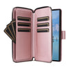 For Samsung Galaxy S22 Ultra 5G Nine-card Slots Zipper Wallet Bag Leather Phone Case(Rose Gold)