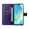 For Samsung Galaxy A26 5G Global Tree & Cat Embossed Pattern Flip Leather Phone Case(Purple)