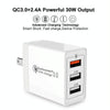 SDC-30W 2 in 1 USB to 8 Pin Data Cable + 30W QC 3.0 USB + 2.4A Dual USB 2.0 Ports Mobile Phone Tablet PC Universal Quick Charger Travel Charger Set,  US Plug