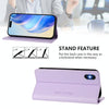 For iPhone X / XS RC01 Dual-Folded Magnetic Suction RFID Leather Phone Case(Light Purple)