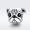 S925 Sterling Silver Cute Pug Diamond Beads DIY Bracelet Accessory