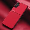 For Samsung Galaxy A06 4G Classic Tilt Strip Grain Magnetic PC Hybrid TPU Phone Case(Red)