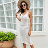 Hollow Sunscreen Cover-up Bikini Outside Cover Long Beach Dress, Size: XL(White)