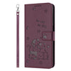 For Redmi K70 / K70 Pro Embossed Kitten Phone Leather Case with Lanyard(Wine Red)