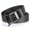 AWMN Men Nylon Cutout Automatic Buckle Toothless Belt, Length: 120cm(Dark Gray)