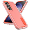 For Samsung Galaxy S24+ / S25+ 5G Rugged PC Hybrid Silicone Phone Case with Holder(Transparent+Orange)