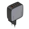 LDNIO Q408 100W GaN USB+3 USB-C / Type-C Interface Charger with 1m 100W USB-C / Type-C to USB-C / Type-C Data Cable, Plug Type:EU Plug(Black)