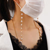 Mask Anti-Lost Hanging Chain Round Handmade Pearl Multi-Purpose Sweater Chain Glasses Chain(Gold)