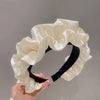 Elegant Wide-Brimmed Pleated Hoops Satin Fabric Versatile Headband(Beige)