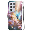 For Samsung Galaxy S21 Ultra 5G Crystal Texture Colored Drawing Leather Phone Case(Butterfly Love Flower)