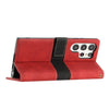 For Samsung Galaxy S23 Ultra 5G Grid Stitching Leather Phone Case with Lanyard(Red)