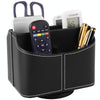360 Degrees Rotating Desk Organizer Storage Box PU Leather Remote Control Holder, Style: Black