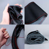 Car Universal Genuine Leather Hand-stitched Steering Wheel Cover(Black)