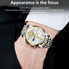 OLEVS 2859 Men Multifunctional Luminous Waterproof Quartz Watch(White + Gold)