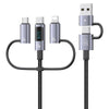 USAMS 60W 6 in 1 Digital Display Fast Charging Cable, Length:1.2m(Titanium Gray)