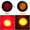 4 PCS Truck Trailer Red & Amber LED 2 inch Round Side Marker Clearance Tail Light Kits with Heat Shrink Tube