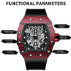 BINBOND B6577 Barrel Shape 30m Waterproof Sports Quartz Watch(Brushed-Black Silicone-Rose Gold-Black)