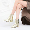 Autumn  Winter Glitter Square Heel Pointed Low-Top Women Boots, Size:33(Gold)
