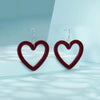 S925 Sterling Silver Velvet Burgundy Love Heart Earrings