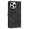 For iPhone 13 Pro Tulips Embossed Leather Phone Case with Lanyard(Black)