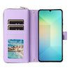 For Samsung Galaxy A06 Nine-card Slots Zipper Wallet Bag Leather Phone Case(Purple)