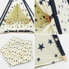 Canvas Pet Tent Bed, Medium (50x50x60cm), Beige/Navy Star, Cat/Dog