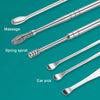 6 In 1 Stainless Steel Spring Spiral Portable Ear Pick, Specification: Pink Leather Case