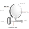 8 Inch Wall-Mounted Double-Sided Makeup Mirror LED Three-Tone Light Bathroom Mirror, Colour:Battery Models Silver(Ten Times Magnification)