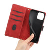 For iPhone 12 / 12 Pro Grid Stitching Leather Phone Case with Lanyard(Red)