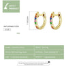 Sterling Silver Rainbow Earrings S925 Zircon Earrings, Color:Gold
