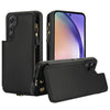 For Samsung Galaxy A54 Double Flap Zipper RFID Leather Phone Case with Short Lanyard(Black)