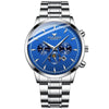 FNGEEN 5781 Multifunction Sports Waterproof Quartz Watch(White Steel Blue Surface)