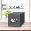 Multicolor Sounds Control Wooden Clock Modern Digital LED Desk Alarm Clock Thermometer Timer Black White